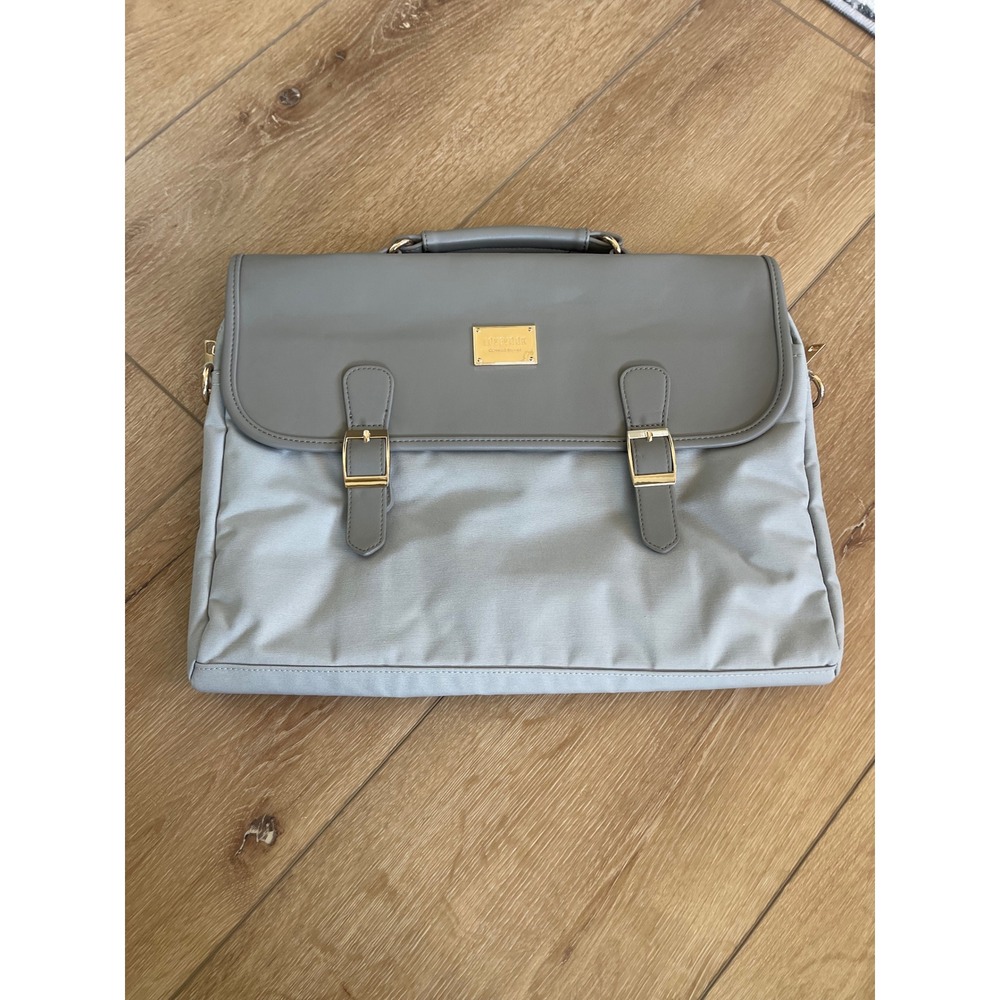 LOVEVOOK Grey Laptop Messenger Bag Nylon Faux Leather Briefcase Travel Case